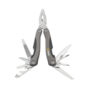 Pince multifonctions compacte en acier inoxydable avec poignée en aluminium d'aspect métallique 5