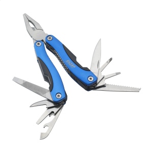 Pince multifonctions compacte en acier inoxydable avec poignée en aluminium d'aspect métallique