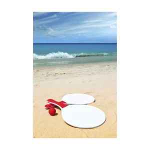 Ensemble de plage sportif : 2 raquettes en bois MDF avec poignées en plastique PP avec une petite balle en caoutchouc 12