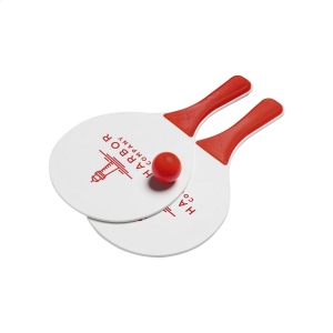 Ensemble de plage sportif : 2 raquettes en bois MDF avec poignées en plastique PP avec une petite balle en caoutchouc 4