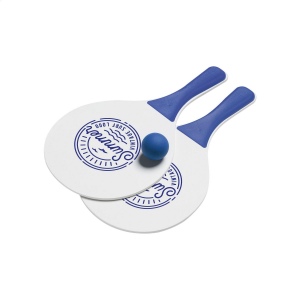 Ensemble de plage sportif : 2 raquettes en bois MDF avec poignées en plastique PP avec une petite balle en caoutchouc