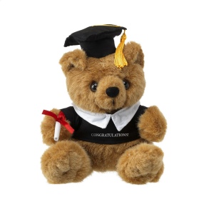 Ours avec toge, coiffe et diplôme