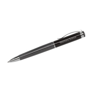 Stylo brillant à encre bleue avec système à cliquet rotatif et clip/embout, pointe et anneau en métal 3