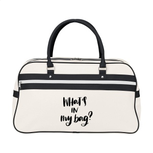 Sac de sport en PVC/PU dans un design des années 70 avec intérieur doublé, poche principale et poche zippée, 2 poignées solides, fond avec crampons de protection 12