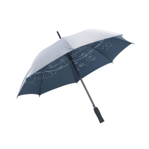 Parapluie anti-vent avec toile en nylon 190T, ouverture automatique, cadre en fibre de verre, poignée douce, fermeture Velcro et constellations à l'intérieur