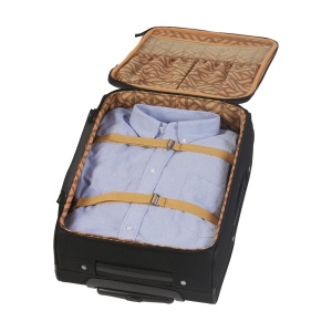 Valise en polyester 1000D avec poche principale, double fermeture à glissière, diverses pochettes, 2 roues et poignée télescopique en aluminium 4