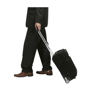 Valise en polyester 1000D avec poche principale, double fermeture à glissière, diverses pochettes, 2 roues et poignée télescopique en aluminium 6