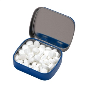 Boîte de bonbons en métal mat remplie avec environ 25 g de pastilles à la menthe 10