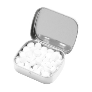 Boîte de bonbons en métal mat remplie avec environ 25 g de pastilles à la menthe 12