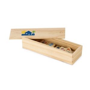 DOMIN. Jeu de dominos en bois pour enfants avec 28 des dessins d'animaux 3