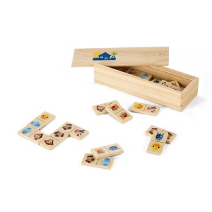 DOMIN. Jeu de dominos en bois pour enfants avec 28 des dessins d'animaux 2