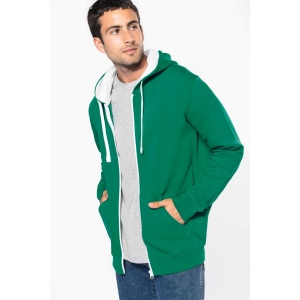 Sweat-shirt zippé capuche contrastée