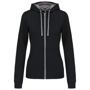 Sweat-shirt zippé capuche contrastée femme 2