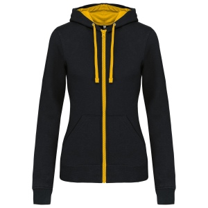 Sweat-shirt zippé capuche contrastée femme 4