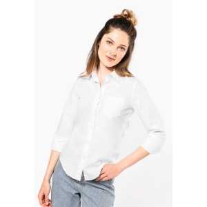 Chemise popeline polycoton manches 3/4 entretien facile femme 42