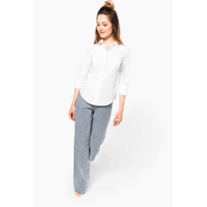 Chemise popeline polycoton manches 3/4 entretien facile femme 44