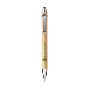 Stylo à bille à encre bleue ou noire avec corps en bambou et clip métallique