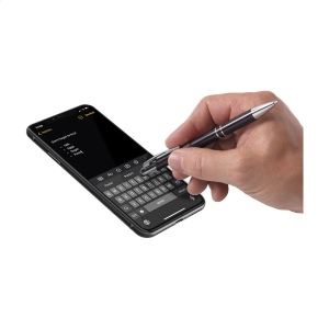 Stylo à encre bleue en aluminium avec embout/pointeur en caoutchouc pour écrans tactiles (comme iPhone/iPad), corps d'aspect métallique coloré mat et clip/bouton-poussoir en métal 17