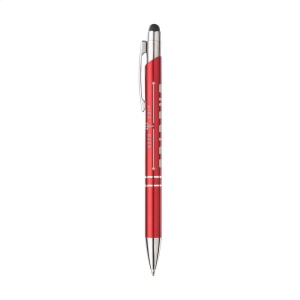 Stylo à encre bleue en aluminium avec embout/pointeur en caoutchouc pour écrans tactiles (comme iPhone/iPad), corps d'aspect métallique coloré mat et clip/bouton-poussoir en métal 19