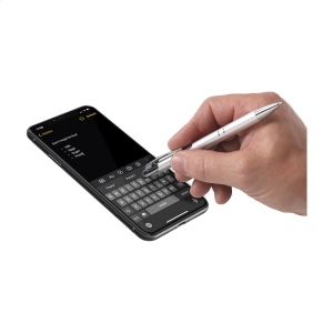 Stylo à encre bleue en aluminium avec embout/pointeur en caoutchouc pour écrans tactiles (comme iPhone/iPad), corps d'aspect métallique coloré mat et clip/bouton-poussoir en métal 21