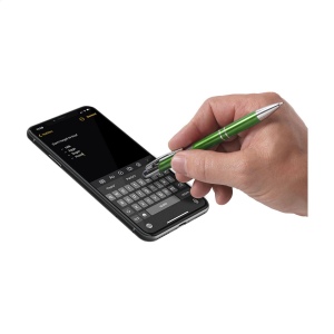 Stylo à encre bleue en aluminium avec embout/pointeur en caoutchouc pour écrans tactiles (comme iPhone/iPad), corps d'aspect métallique coloré mat et clip/bouton-poussoir en métal 22