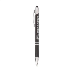 Stylo à encre bleue en aluminium avec embout/pointeur en caoutchouc pour écrans tactiles (comme iPhone/iPad), corps d'aspect métallique coloré mat et clip/bouton-poussoir en métal 12