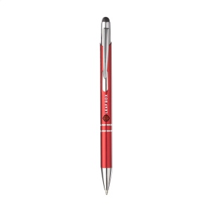 Stylo à encre bleue en aluminium avec embout/pointeur en caoutchouc pour écrans tactiles (comme iPhone/iPad), corps d'aspect métallique coloré mat et clip/bouton-poussoir en métal 14