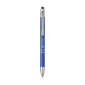 Stylo à encre bleue en aluminium avec embout/pointeur en caoutchouc pour écrans tactiles (comme iPhone/iPad), corps d'aspect métallique coloré mat et clip/bouton-poussoir en métal 15