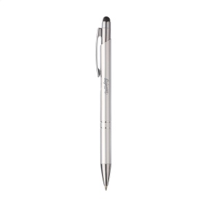 Stylo à encre bleue en aluminium avec embout/pointeur en caoutchouc pour écrans tactiles (comme iPhone/iPad), corps d'aspect métallique coloré mat et clip/bouton-poussoir en métal 6