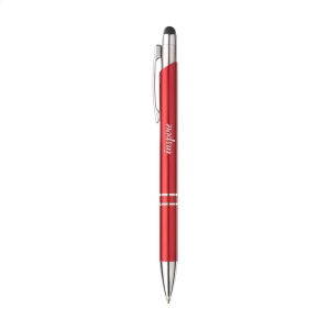 Stylo à encre bleue en aluminium avec embout/pointeur en caoutchouc pour écrans tactiles (comme iPhone/iPad), corps d'aspect métallique coloré mat et clip/bouton-poussoir en métal 4