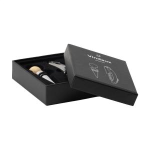 Ensemble de sommelier 2 pièces : ouvre-bouteille en acier mat et bouchon chromé avec embout en bois 6