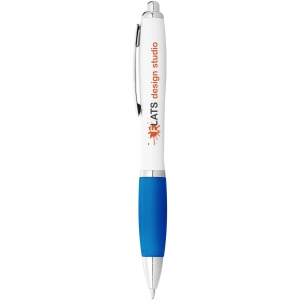 Stylo bille avec corps blanc et grip coloré Nash (encre bleue) 22