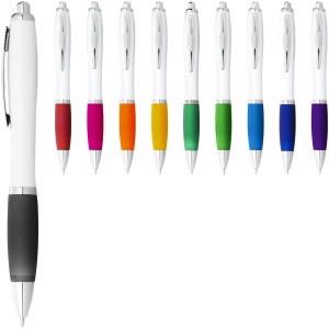 Stylo bille avec corps blanc et grip coloré Nash (encre bleue) 27