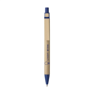 Stylo à encre bleue avec corps en carton certifié FSC Recycled, accents colorés et clip en bois 7