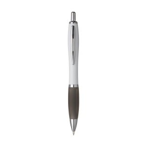 Stylo à encre bleue ou noire avec corps blanc avec embout coloré antidérapant et clip en métal 14