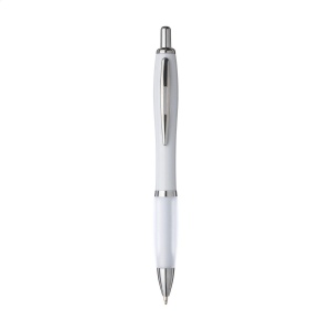 Stylo à encre bleue ou noire avec corps blanc avec embout coloré antidérapant et clip en métal 15