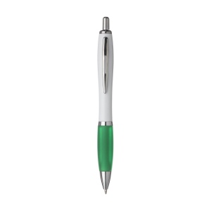 Stylo à encre bleue ou noire avec corps blanc avec embout coloré antidérapant et clip en métal 17