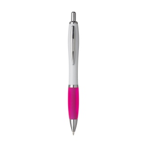 Stylo à encre bleue ou noire avec corps blanc avec embout coloré antidérapant et clip en métal 18