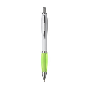 Stylo à encre bleue ou noire avec corps blanc avec embout coloré antidérapant et clip en métal 22