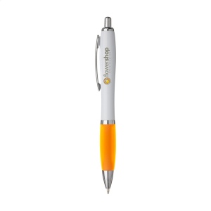 Stylo à encre bleue ou noire avec corps blanc avec embout coloré antidérapant et clip en métal 4