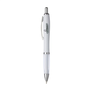 Stylo à encre bleue ou noire avec corps blanc avec embout coloré antidérapant et clip en métal 3