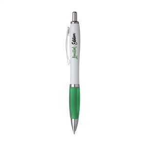 Stylo à encre bleue ou noire avec corps blanc avec embout coloré antidérapant et clip en métal 5