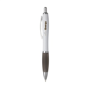 Stylo à encre bleue ou noire avec corps blanc avec embout coloré antidérapant et clip en métal 2