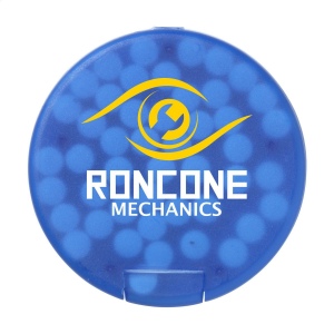 Boîte distributrice en plastique rond rempli d'environ 12 g (55 pcs) de bonbons sans sucre à la menthe 4