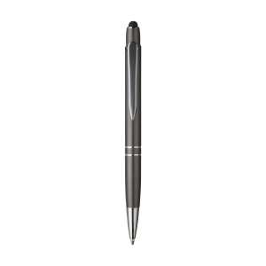 Stylo à encre bleue avec support en aluminium, finition argentée et clip en métal 5