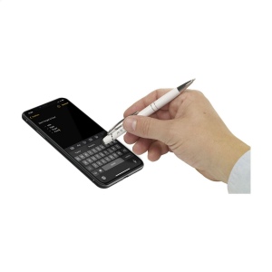 Stylo à encre bleue avec support en aluminium, finition argentée et clip en métal 9