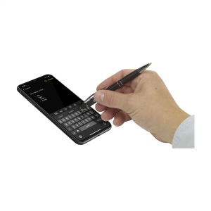Stylo à encre bleue avec support en aluminium, finition argentée et clip en métal 10