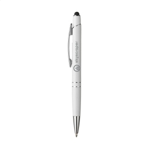 Stylo à encre bleue avec support en aluminium, finition argentée et clip en métal 3