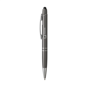 Stylo à encre bleue avec support en aluminium, finition argentée et clip en métal 2