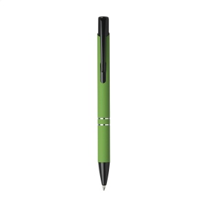Stylo à encre bleue avec bouton-poussoir/clip et pointe noire, entrelacs chromés et finition antidérapante 11
